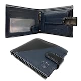 Portafoglio in vera pelle al 100%: tieni tutti gli oggetti essenziali quotidiani al sicuro, al sicuro e a portata di mano in questo resistente portafoglio bifold nero e blu navy. Questo portafoglio Moirento è realizzato pensando a qualità, durata e fascino universale, questo trifold/bifold è realizzato in pelle morbida ed elastica che resiste all'usura quotidiana.