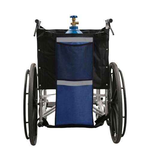 Sauerstoffflaschenhalter für Rollstühle Tragbare Faltbare Aufbewahrungstasche für Sichere Befestigung Am Einsetzbar und Platzsparend Tankhalter Rucksackträger für E und D Zylinder Flasche, Blau