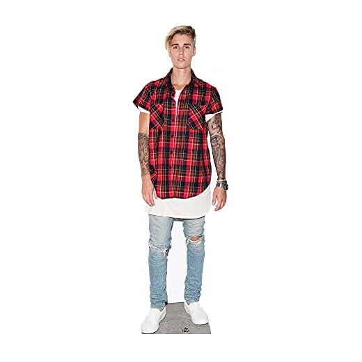 STAR CUTOUTS Justin Bieber Red & Black Life Size Cardboard Cut out, Multi Colour, 172 x 53 x 172 cm Recorte de cartón de tamaño Real, Multicolor