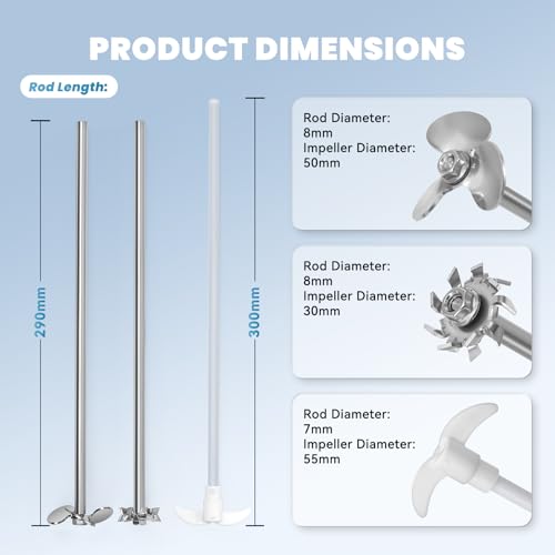 Image of PTFE Stirring Rod with Three-Blade Propeller Stirrer & Dissolution Paddle Stirrer - 3-Piece High-Performance Lab Stirring Tool Set, Chemical-Resistant Precision Mixing for Lab Industrial Use