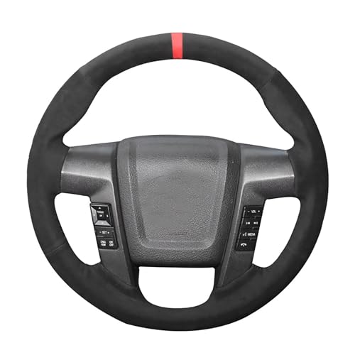 Loncky Black Suede Custom Fit Car Steering Wheel Cover for Ford F-150 F150 SVT Raptor 2010 2011 2012 2013 2014 Accessories
