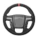 Hand Sewing Black Suede Genuine Leather Steering Wheel Cover for 2010 2011 2012 2013 2014 Ford F150 SVT Raptor (Suede Red Thread)