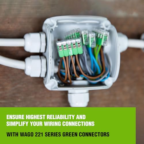 WAGO 221 Series Green Range 80pc Compact Splicing Wire Connectors | Includes (40x 221-422) (25x 221-423) (15x 221-425) | WAGO Green Connectors | 221 Lever Nuts Electrical | (2-Port) (3-Port) (5-Port)