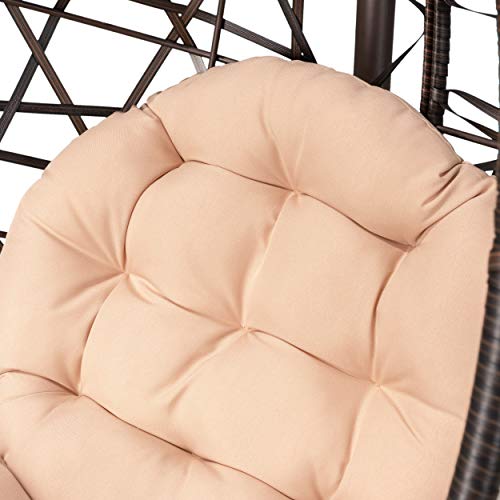 Christopher Knight Home Isaiah Indoor/Outdoor Wicker Tear Drop Hanging Chair (Stand Not Included), Multi-Brown and Tan - Image 6