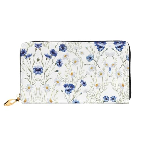 Portefeuille en cuir véritable imprimé marguerites, l'art de la maroquinerie