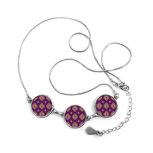 Collier pendentif rond thaïlandais motif or et pourpre, le cadeau culturel idéal