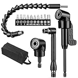 15 Pcs Flexible Drill Bit Extension Set 1/4 Inch Hex Shank Bendable Drill Bit Extension 105 Right Angle Drill 90 Right Angle Screwdriver Bits 10 Short Screwdriver Bits Electric Hand Tool