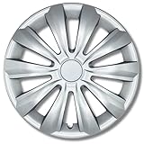 Enjoliveurs 16 Pouces Argent Brillant Lot de 4 – Design 10 Branches Universels, Look Aluminium Effet, ABS Robuste, Plastique 100% Recyclé, Protection Jante/Valve – DeltaNos