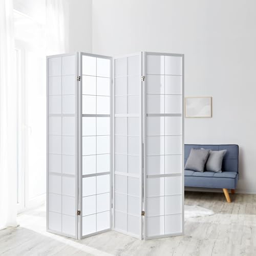 Homestyle4u Paravent Raumteiler Innen Raumtrenner Weiß 175 cm