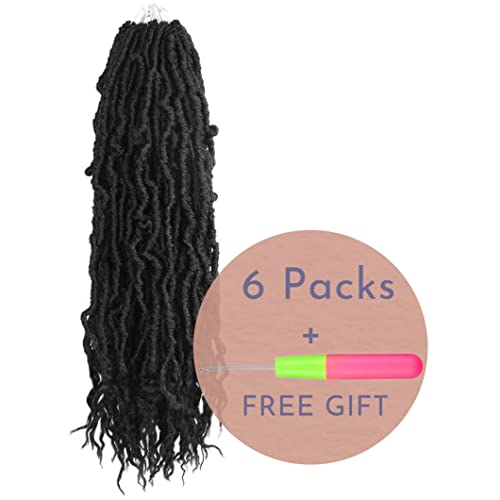 Bohobabe 24 Inch New Faux Locs With Curly End 6 Packs Soft Locs Crochet Hair 72 Strands Long Natural Black Crochet Braids (6 Packs,1B) #TOP6