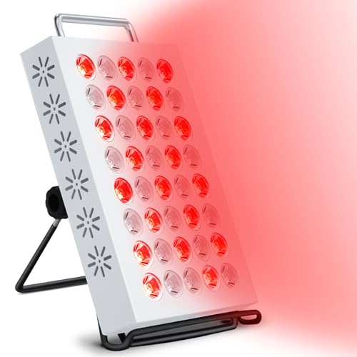 Red Light Lamp Panel, 660 & 850 Infrared Light with Bracket, 5 Brightness & 10/20/30Min Timer, 36W Red Light for Home/Office Use