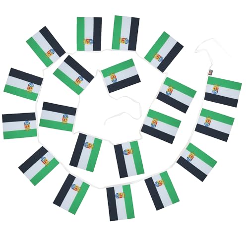 Image of AZ FLAG Estremadura 6 meters BUNTING Flag 20 flags 9'' x 6'' - Spanish region of Extremadura STRING flags 15 x 21 cm