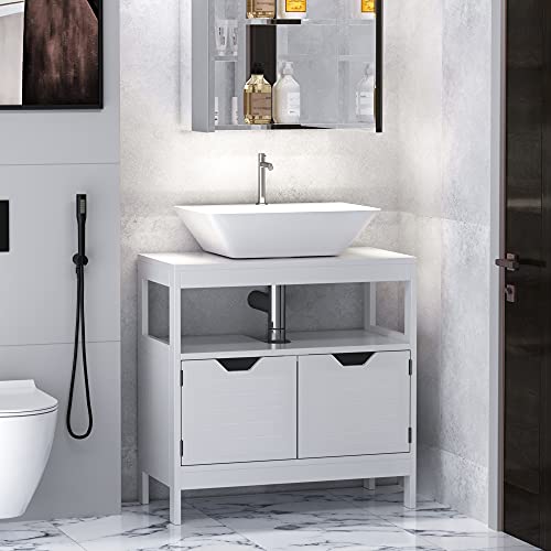 kleankin wastafelkast modern badkamermeubel badkamermeubel badkast met dubbele deur wastafel onderkast wit 60 x 30 x 60… - Image 4