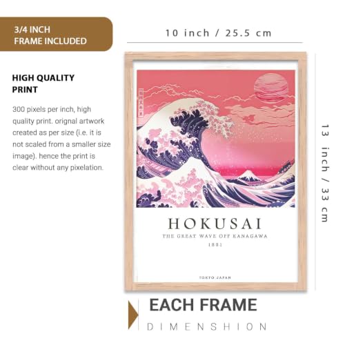 Image of kotart Japanese Nature Art Posters with Frame | Aesthetic Japan Nature Arts Posters with Frames | Japanese Art Framed Poster for Bedroom Living Room Gaming Room Wall Decor Set Of 3 (10X13 inch)