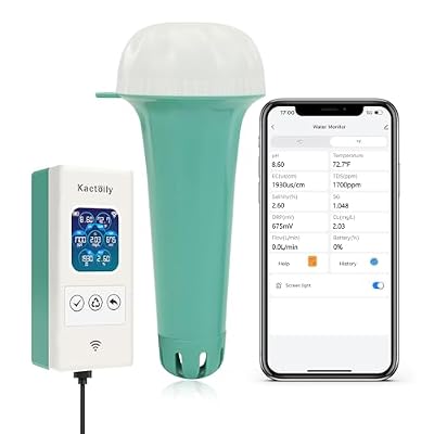 Upgrade Smart Pool Monitor, Digital Pool Water Tester for Measures pH, ORP, Chlorine, TDS, Salinity, and More, Real-Time Monitoring, Ideal for Pools, Hot Tubs, and Aquarium
