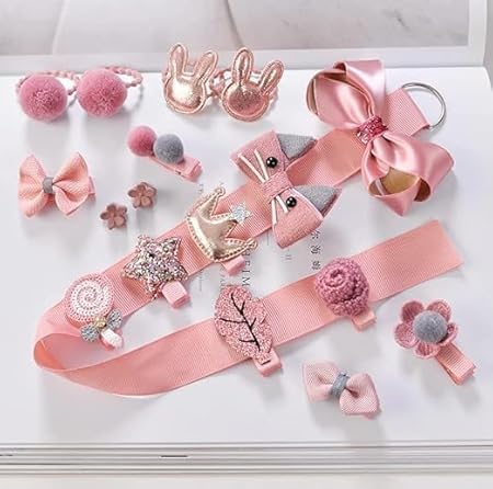 Image of Head Wear Accessories 16 Items Combo Pack For Baby Girls /Toddlers Children's Suit Baby Princess Hair Clips Small Safety Clip For Bhaiya Bhabhi Sister Raksha Bandhan Rakhi Gift Hamper Gift Box