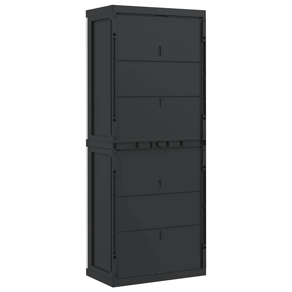 Genérico Armario de almacenaje Exterior PP Gris y Negro 65x37x165 cm,Mobiliario,Armarios y Almacenamiento,Taquillas y armarios de Almacenamiento,364201