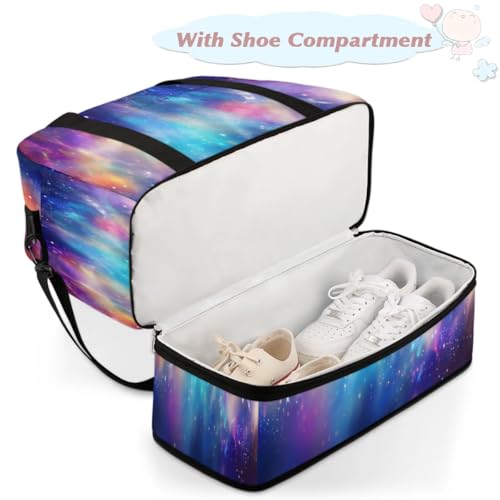 Travel Duffel Bags Star Galaxy Foldable Weekender Bags for Women with Shoes Compartment Waterproof & Tear Resistant Carry on Overnight Luggage Duffel Bag Shoulder Sports Tote Bag,B-9974