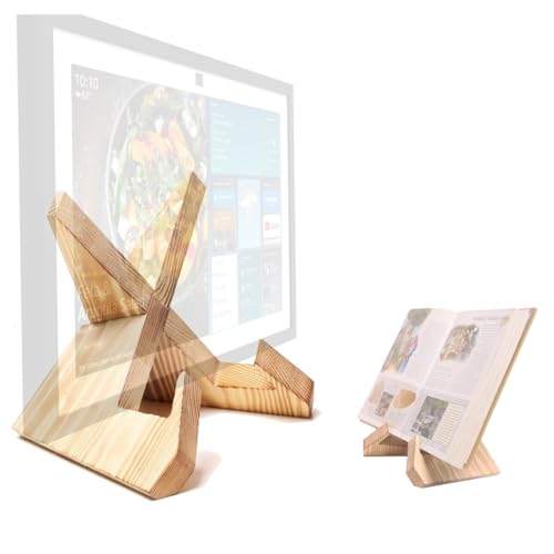 Alloery Tablet Computer Stand Compatible with Echo Show 15 Echo Show 21 and Suitable for Cookbook Stand Holder Display (Light brown)