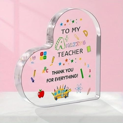 Wowisfox Heart Shaped Acrylic Desktop Decor School Icons