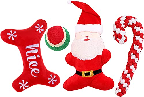 PICKUPIK 4 Pack Christmas Dog Toys for Small Dogs,Xmas Dog Gifts