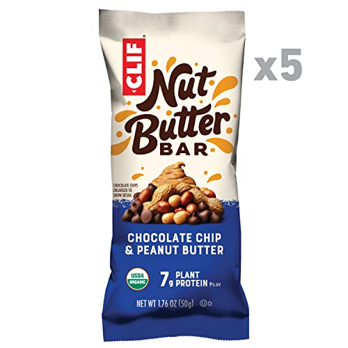 Clif Nut Butter Bar - Organic Snack Bars - Chocolate Chip Peanut Butter - Organic - Plant Protein - Non-Gmo  (1.76 Ounce Protein Snack Bars, 5 Count) #TOP1