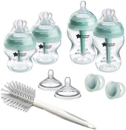 Tommee Tippee fortschrittliches Anti-Kolik-Starterset, 150-ml- und 260-ml-Babyflaschen mit Langsamsauger inbegriffen, 2 x brustähnliche Sauger für mittleren Flüssigkeitsfluss