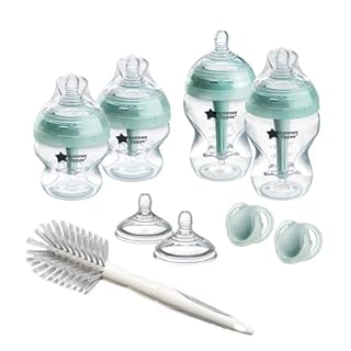 Tommee Tippee Biberon, set starter anti-colica, 4 Biberon con 2 tettarelle a flusso medio, cannuccia anti-colica, accessori per l'infanzia