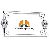 TCS 3D Skull Bones Chrome Metal Motorcycle Bike License Plate Frame
