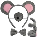 COCIDE Mouse Ears Headbands Rat Head Bands Ratatouille Costume Nose Bow Tie Tail Set Cosplay Halloween Dress Up Party Accessories Decorations Costume