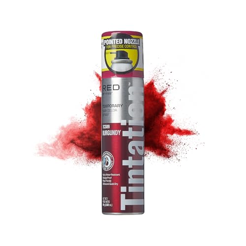 Red by Kiss Tintation Temporary Hair Color Spray 2.82oz, Quick-Dry & Smudge-Proof, Vivid Color Washable Hair Dye, Styling Spray Cosplay Halloween Birthday Party Festival (Burgundy)