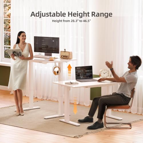 Image of INNOVAR Glass Standing Desk with Drawers 35 x 20 Inch Super White