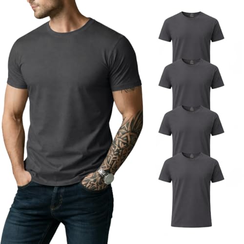 Image of Men's 100% Cotton Crew Neck T-Shirt Regular Fit Short Sleeve Tee