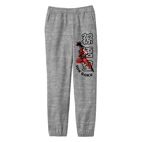 Dragon Ball Z Son Goku with Kanji Name and English Text Youth Athletic Heather Gray Graphic Jogger Pants