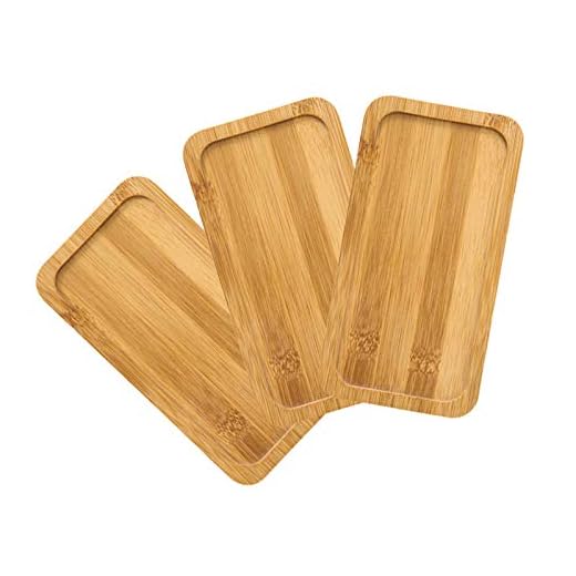 Bambu Serveringsbricka Rektangulär form Bambubricka Enkelhet Kök Bambubricka Rektangulär halkfri Bambu Serveringsbricka 3st Bambubricka för rätter Krukväxter Frukt Snacks Tårtor Pizza Kaffe