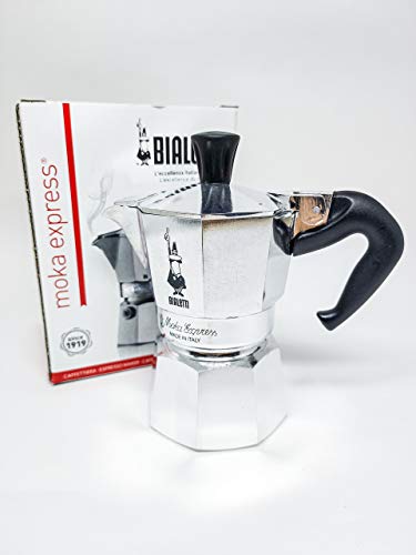 Kit Nuova Moka Bialetti 1 Xícara + Espumador Marrom + Balança