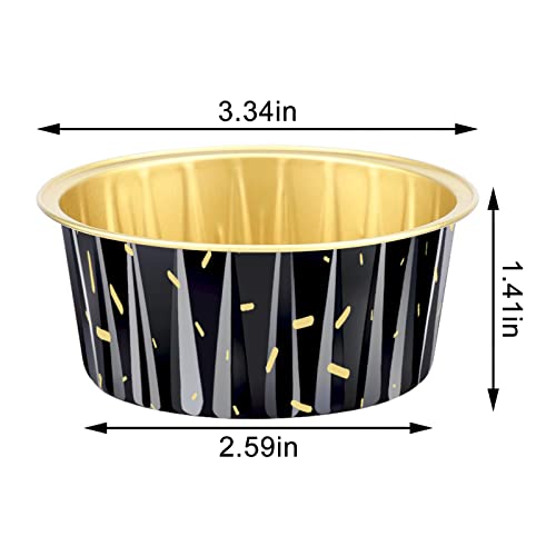 Eusoar Disposable Baking Cups, 25Pcs 5Oz Foil Dessert Cups Aluminum Baking Cupcake Liners, Meteor Shower Black Disposable Ramekins Creme Brulee Cups, Mini Pudding Pie Pans For Parties Catering #TOP1