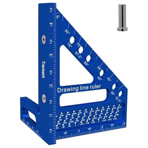 TRAVEANT Upgraded 3D Multi-Angle Square Ruler, Hole Scribing Woodworking Ruler 22.5-90 Degree, Accurate Sturdy Aluminum Alloy Carpenter Square Cover