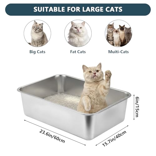 Arenero para gatos acero inoxidable 2 piezas XXL miniatura 2