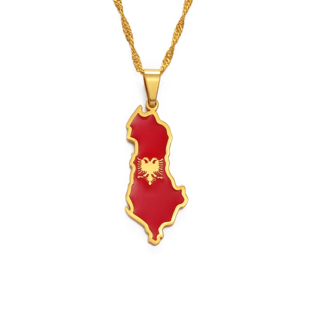 Collana Con Ciondolo Mappa Del Kosovo – Gioiello Etnico Aquila Albanese, Uomo E Donna, Catena Sottile 50cm