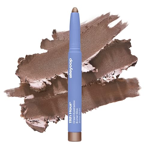 ALLEYOOP 11th Hour Waterproof Cream Eyeshadow Stick – Long-Lasting Eye Shadow Pencil & Eyeliner, Cream to Powder Stick & Highlighter – Smudge-Proof Eyeshadow Shimmer, Brown Shimmer