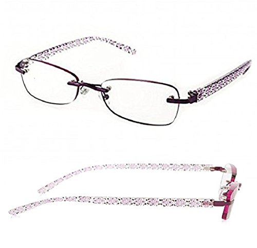 2 Pairs Foster Grant Woman's Purple Daniella Rimless Reading Glasses (Purple, 1.25)