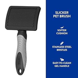 WAHL Professional Animal Slicker Pet Brush for Dogs & Cats (#858476) - Dog Slicker Brush - Pet Brush to Groom Dogs - Pet Hair Brush - Black & Gray