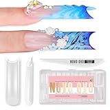 NOVO OVO Halloween XXL Square Nail Tips with Sharp Point & Moon Curve, Extra Thick False Nails Press on, matte Full Cover Soft Gel Extension French Tips Fake Nail Acrylic kit for DIY X 15 Size 180pcs