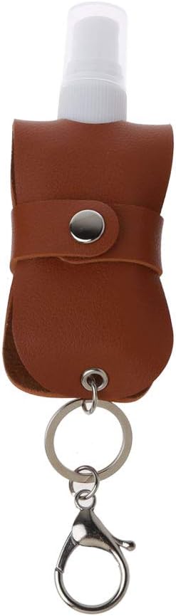 holilest Bottling, Portable 50ml Spray Bottle Travel Mister Bottle with Leather Keychain Holder-Brown
