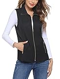 Dealwell Women Lightweight Sleeveless Zip Up Turn Down Jacket Casual Vest for Ladies (Black S)