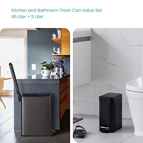Conjunto de basureros para cocina y baño de acero inoxidable miniatura 2