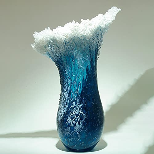 Majestic Wavy Vase Simulation Majestic Blue Wavy Vase Modern Ocean Blue Flower Vases Exquisite Resin Desktop Flower Pot Home Coffee Shop For Home Or Wedding Decorations (30Cm/11.81In) #TOP3