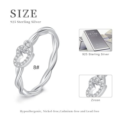 Bague celtique Love en argent 925 et zircone taille 9