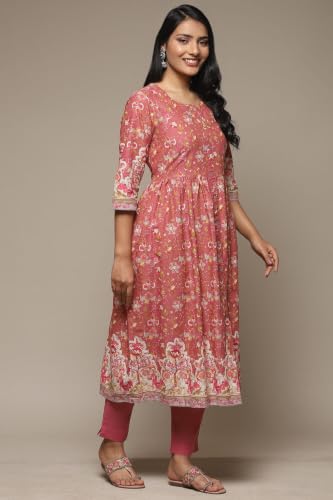 Image of BIBA Women Biba Women Cotton Regular Suit Set(SKDSKD8078E Pink S)